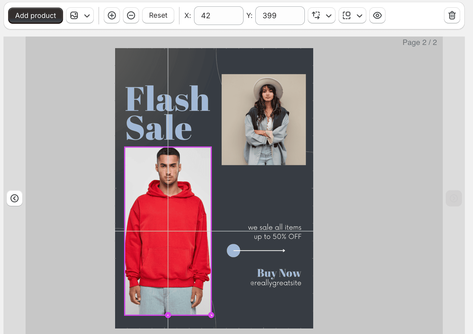 Drawing a box over a product photo on an imported PDF page in Catalogly