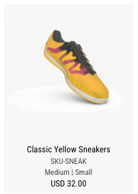 Catalog showing product with SKU and additional product details