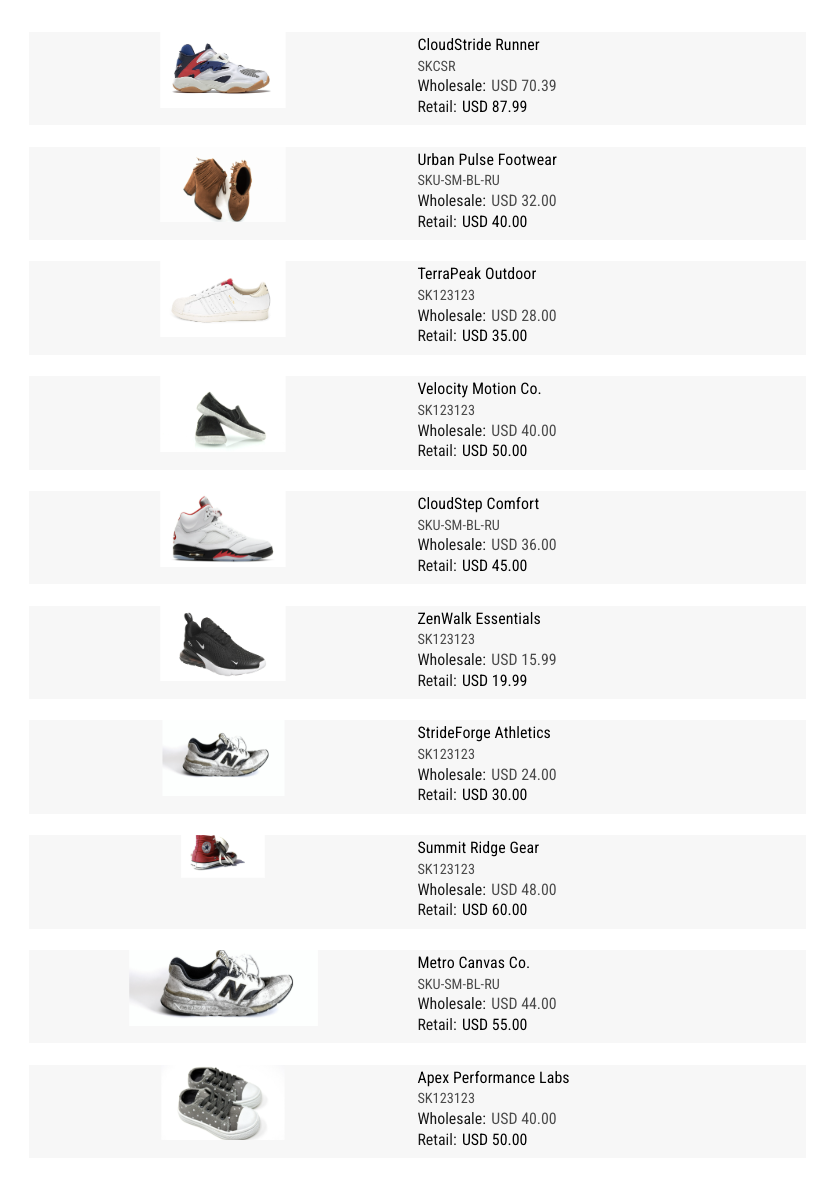 Detailed Row Layout - Specifications beside product images
