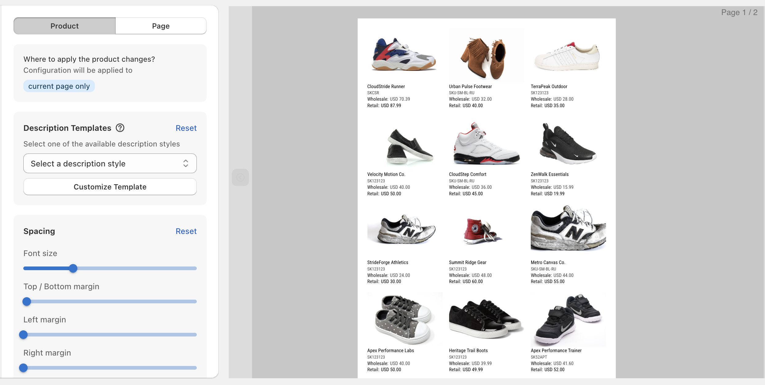 Live catalog editor with real-time preview