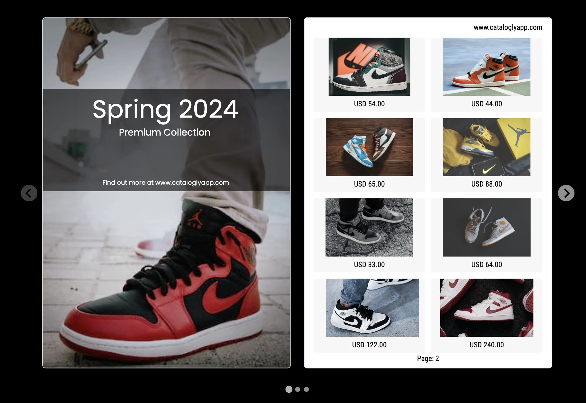 Interactive flipbook catalog — carousel view