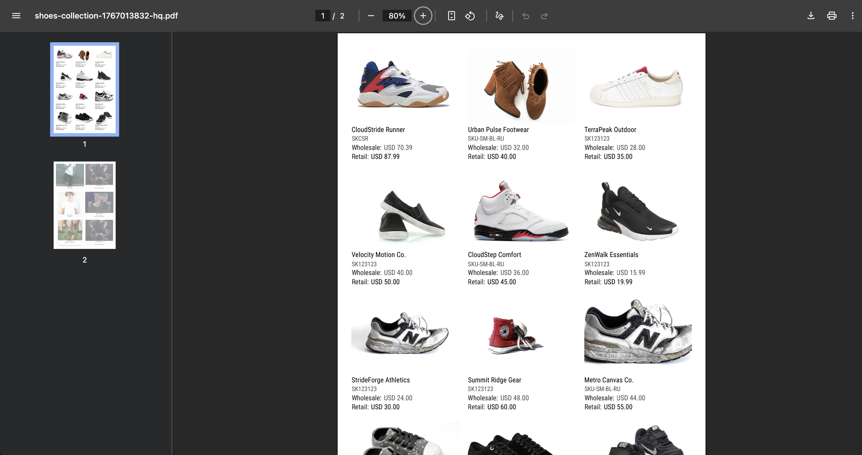 Print-ready PDF catalog output
